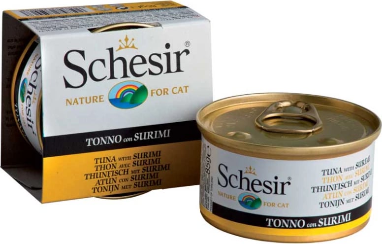Ushqim për mace Schesir, me tuna dhe surimi, 85 gr