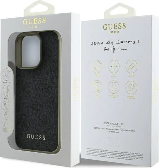 Mbështjellës Guess 4G Charms Collection për iPhone 16 Pro, i zi