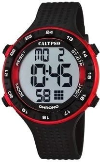 Orë dore sportive CALYPSO K5663/4, e zezë-kuqe