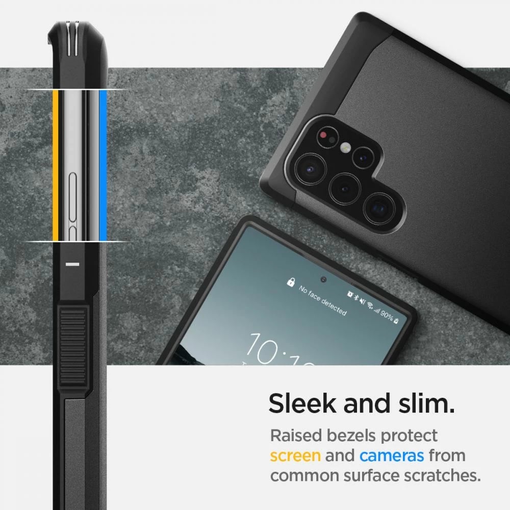 Mbështjellës Spigen Tough Armor për Samsung Galaxy S22 Ultra, i zi