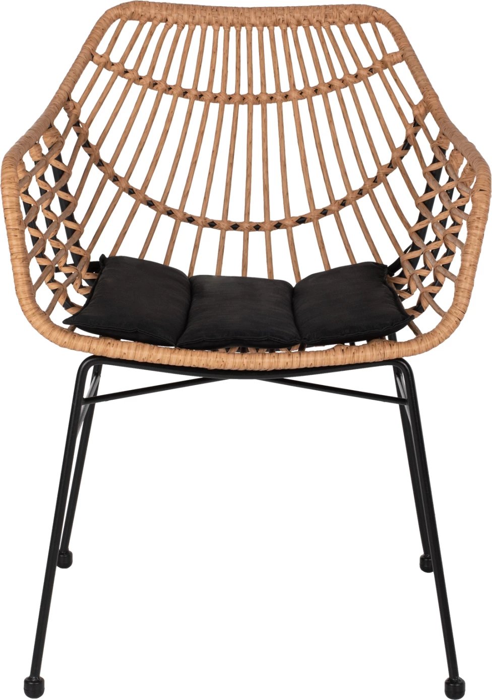 Karrige profesionale, metal i zi, rattan bezhë & jastëk, FH5864.01, 58.5x60.5x80 cm