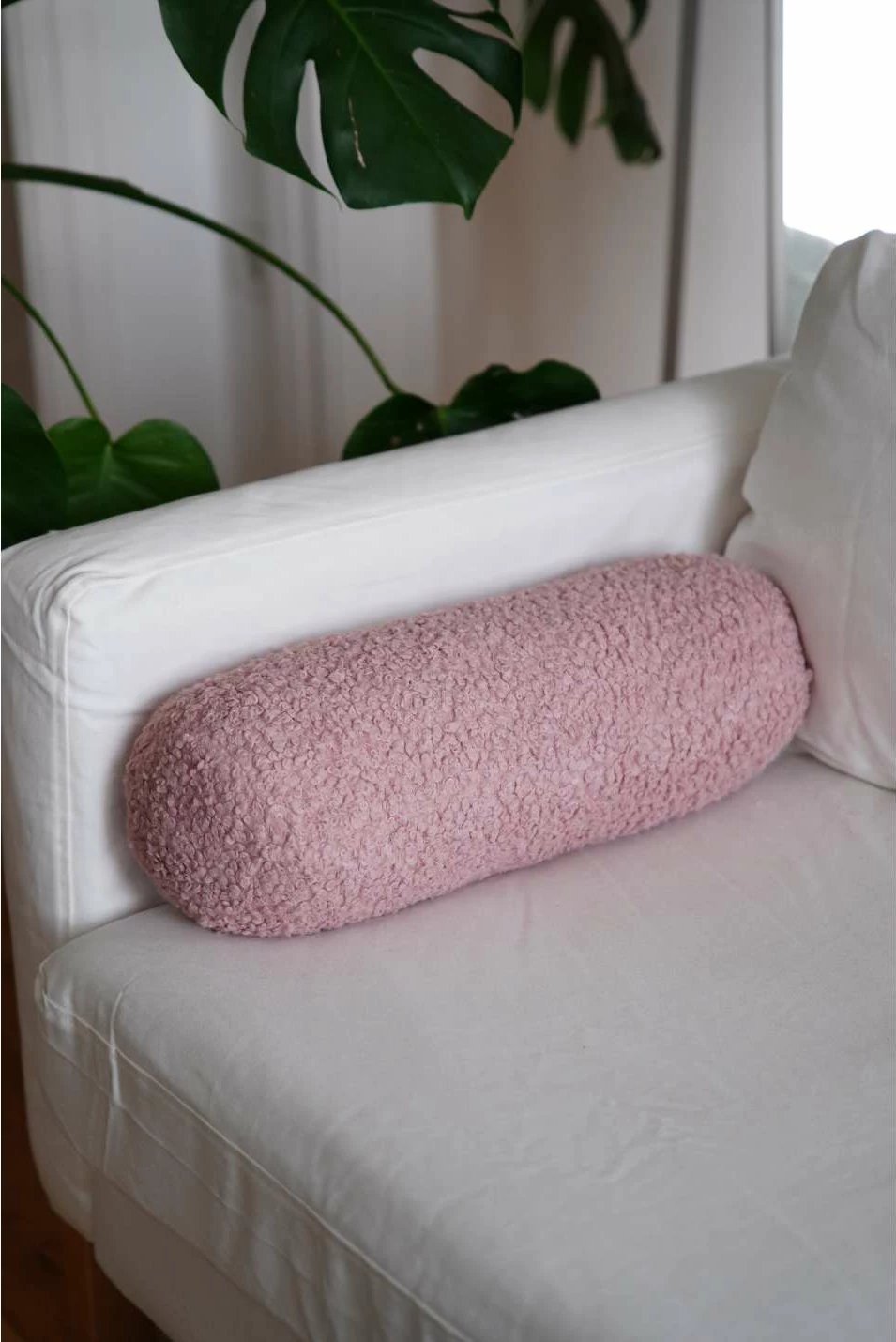 Jastëk cilindrik Evila Originals, Teddy Roller, rozë