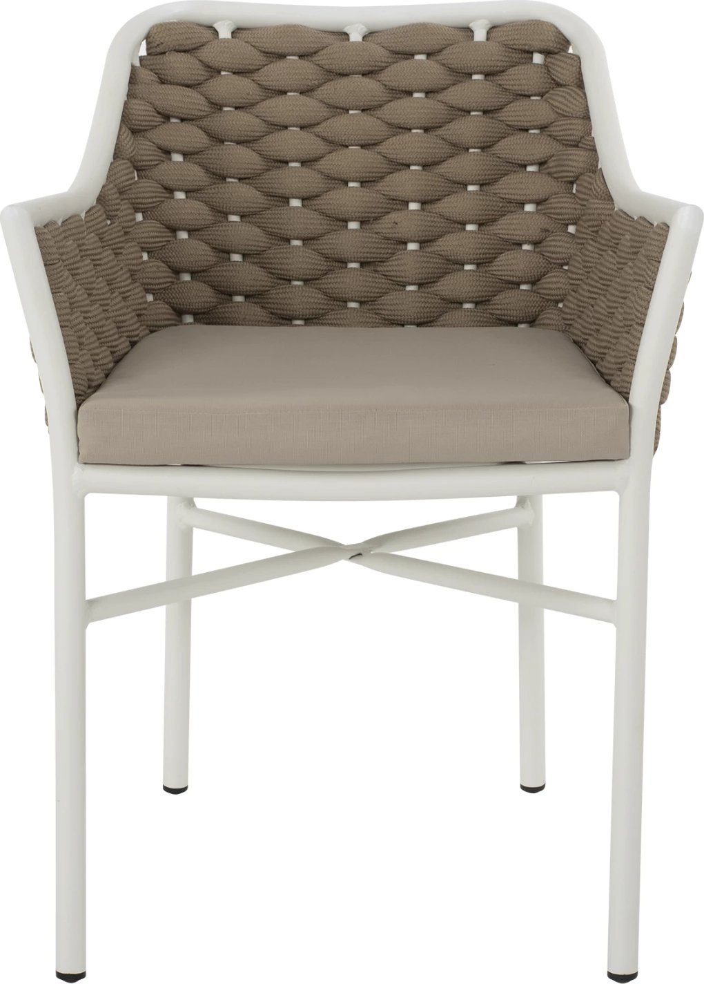 Karrige alumini FH5858.02 e bardhë me litar bezhë 56x58x76Hcm