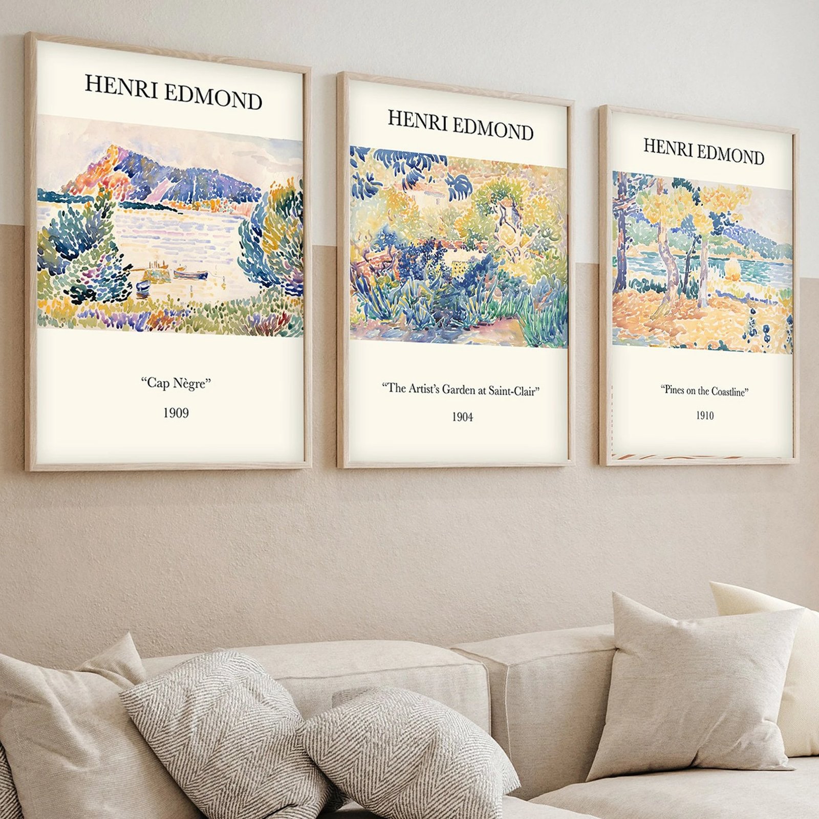 Set pikturash dekorative me kornizë MDF, shumëngjyrëshe, Wallity, Huhu266, 3 copë, 50x70cm