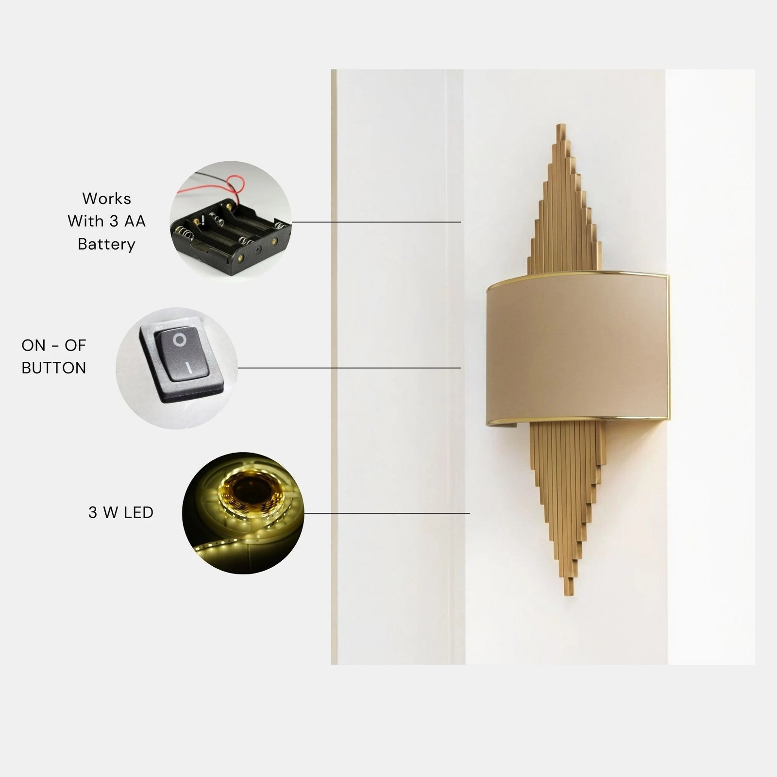 Llambë muri Opviq, Aslı - 8763-3P, ngjyrë ari dhe bezhë