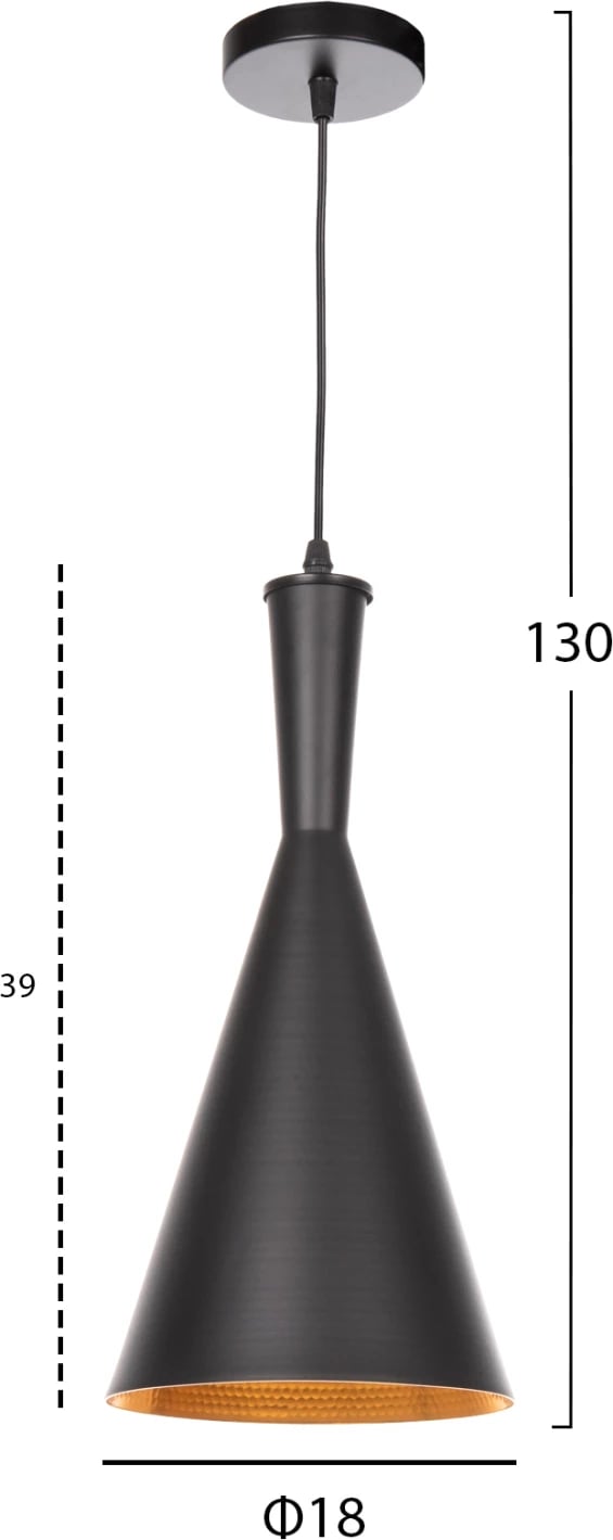 Llambë varëse tavani, kapak alumini i zi, FH4134, Φ18x130H cm Llambë varëse tavani, kapak alumini i zi, FH4134, Φ18x130H cm