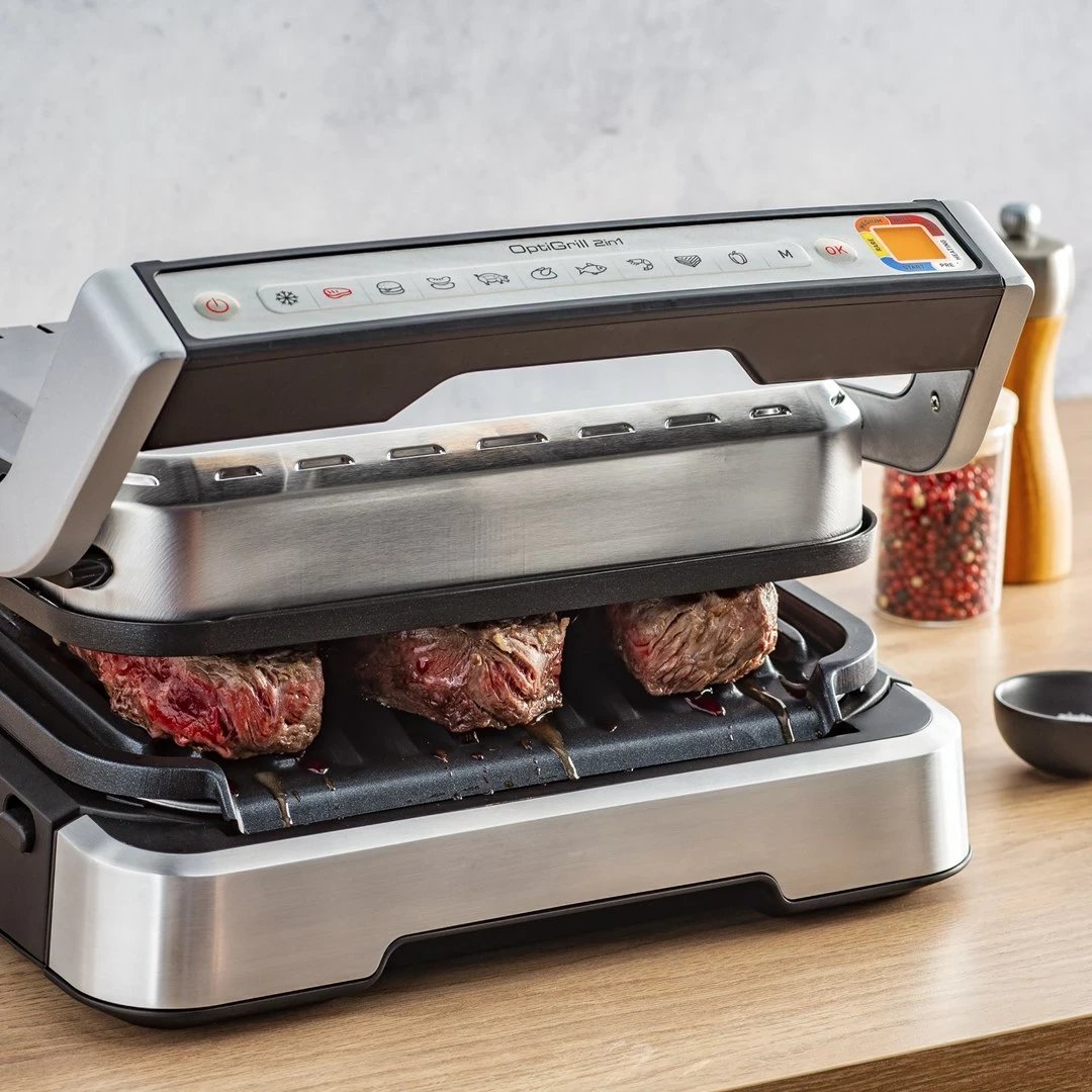 Grill kontakti Tefal OptiGrill 2in1 GC773D, Çelik inox