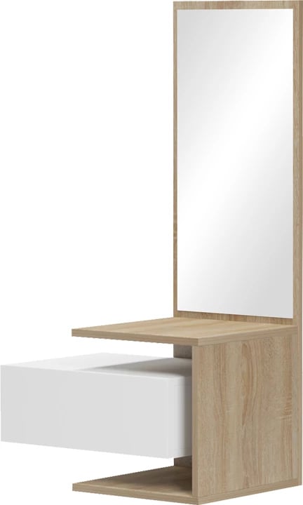 Tavolinë për grim me pasqyrë, ngjyrë e bardhë-sonoma, 49.1x31.3x90cm