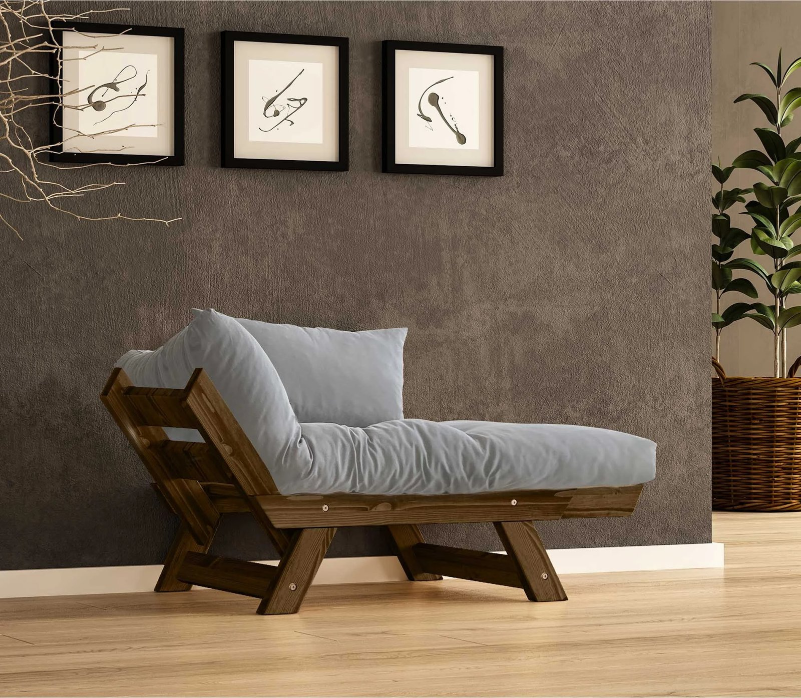 Karrige për kopsht një vend, Skye Decor, CPT8133-140, ngjyrë arre dhe gri