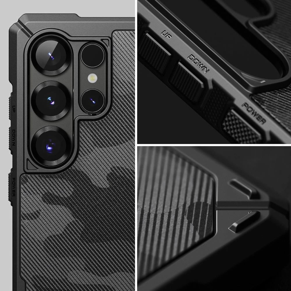 Mbështjellës Ringke Rugged Gear MagSafe për Samsung Galaxy S25 Ultra, Black Camo