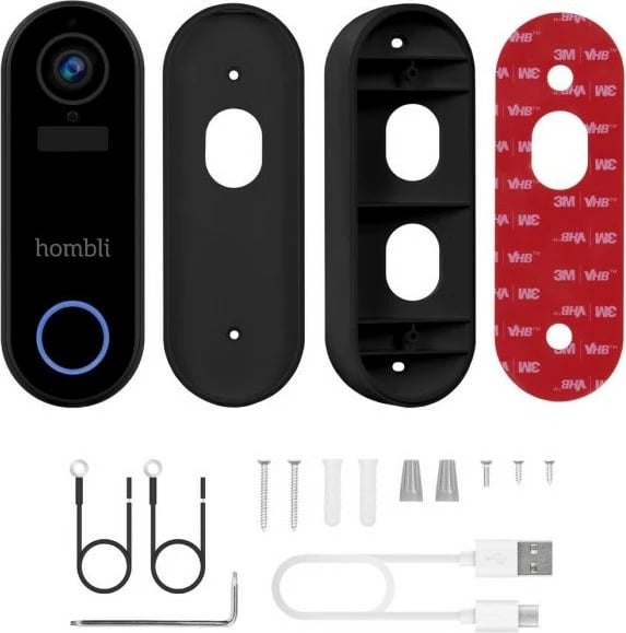 Zile e mençur Hombli Smart Doorbell Pack, e zezë, e bardhë, IP65, 2-way Zile e mençur Hombli Smart Doorbell Pack, e zezë, e bardhë, IP65, 2-way