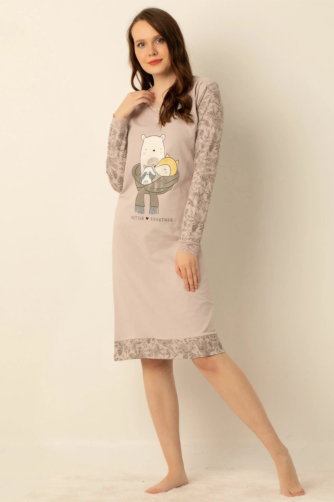 Këmishë nate Jumeon, ngjyrë mink, 002-000673