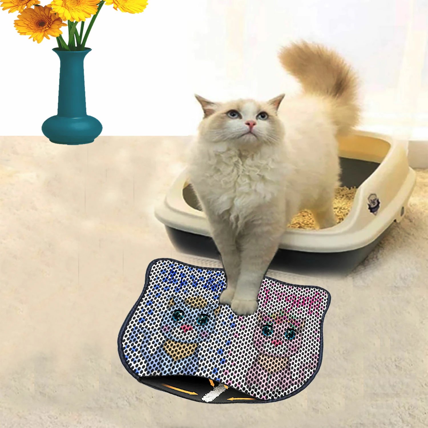 Tapet për rërë mace, shumëngjyrësh, Paws & Whiskers, Kdkafa0197, 40x50cm