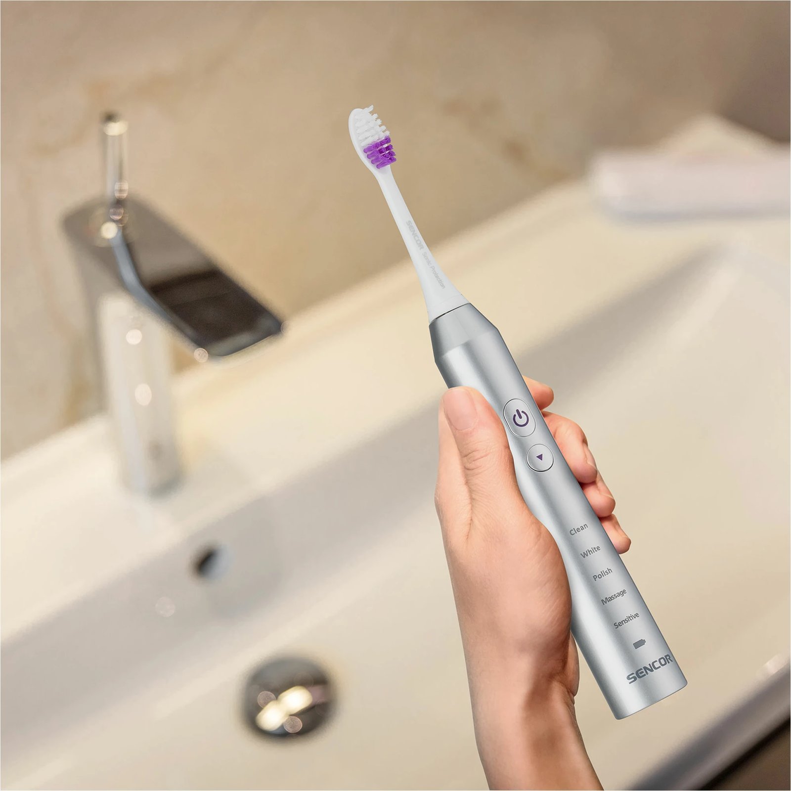 Furçë elektrike për dhëmbë Sencor Sonic SOC 3200SL, e bardhë/ Hiri