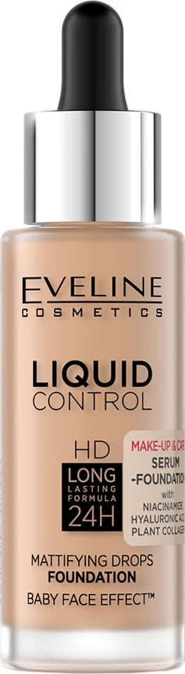 Fondatinë për femra Eveline Cosmetics Liquid Control HD Mattifying 055 Honey 32ml