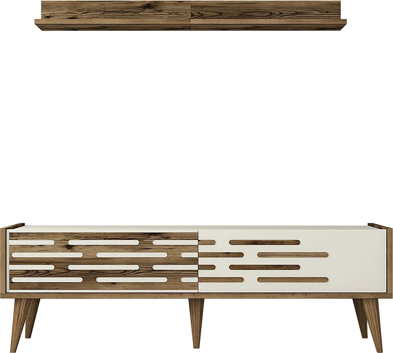 Komodë TV Valensiya 140, ngjyrë arrë dhe krem, Skye Decor