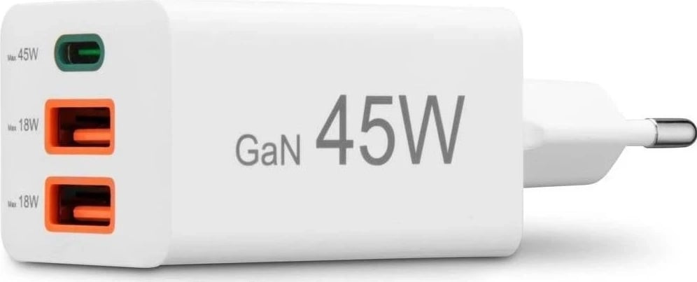 Karikues Hama mini GaN 45W PD/QC 2x USB-C, 1x USB-A, bardhë