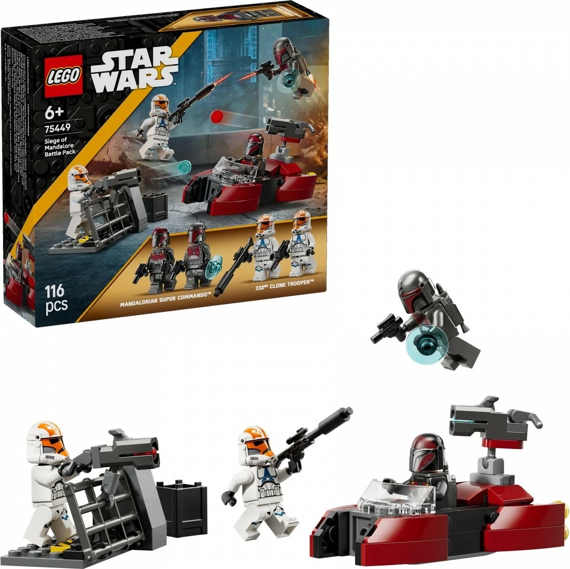 Set ndërtimi, LEGO Star Wars, 75449 Mandalore Siege, 116 pjesë, 4 minifigura, 6+, paketë betejë