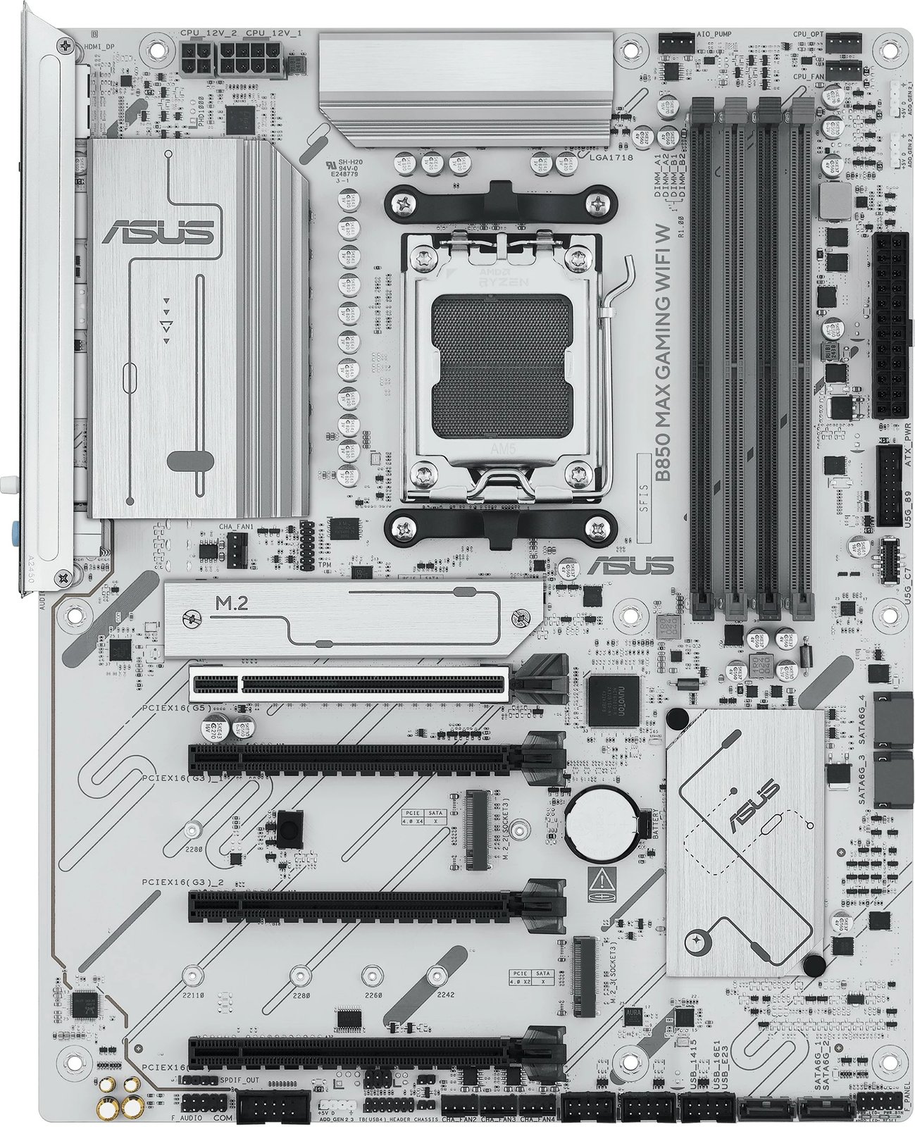 Pllakë amë ASUS B850 MAX GAMING WIFI W, Socket AM5, DDR5, Wi-Fi, e bardhë
