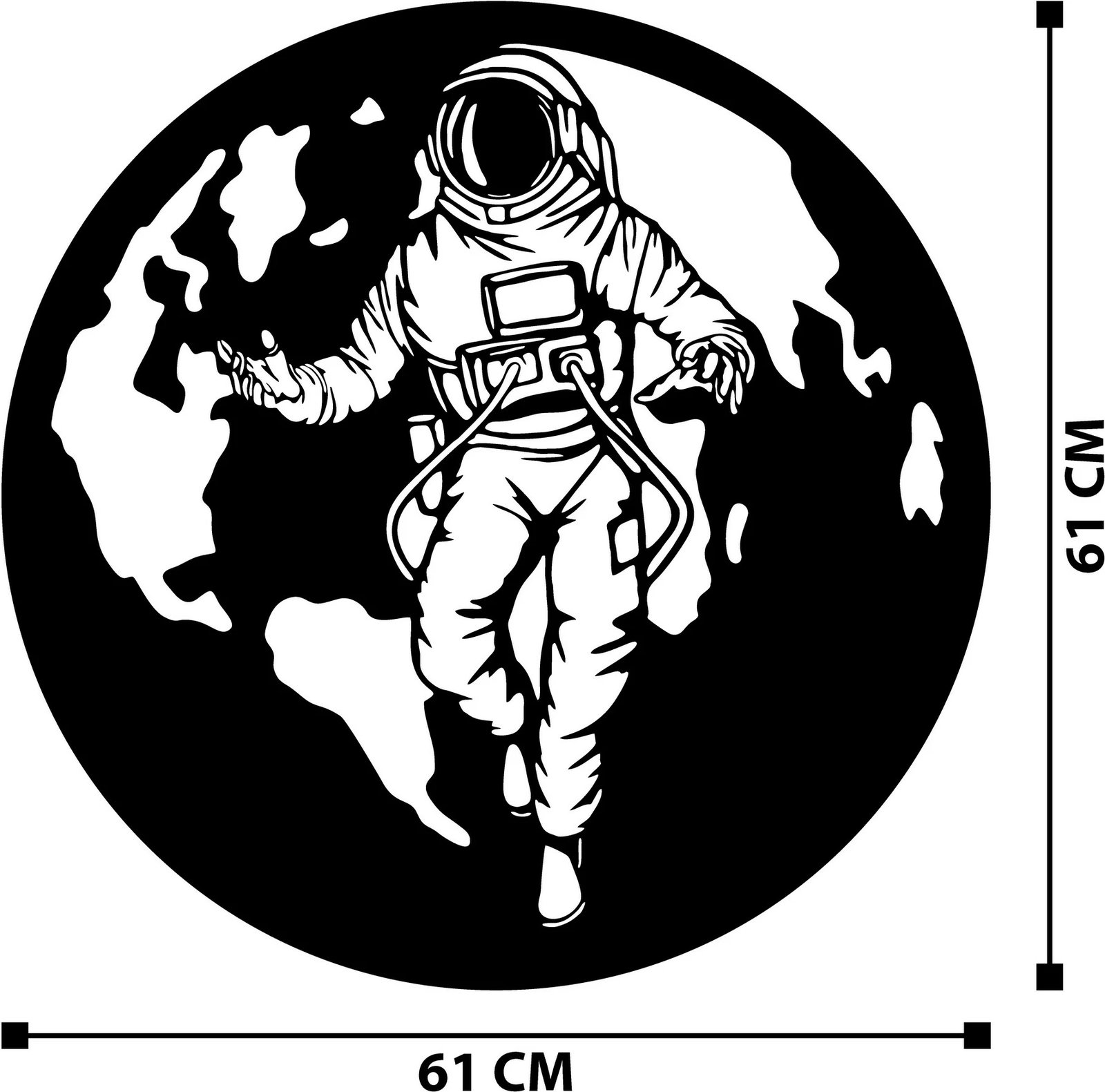 Aksesor dekorativ metalik për mur, Wallity, Asti, ngjyrë e zezë, 61x61cm