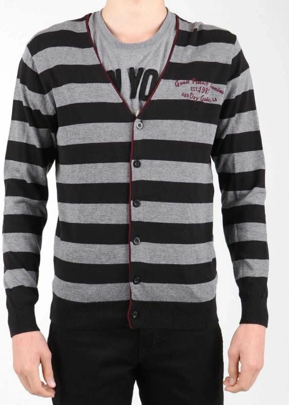 Xhemper për meshkuj Guess, me vija të zeza e gri