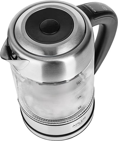 Çajnik elektrik Adler AD 1247 1.7 L kontroll temperature trup xhami inox
