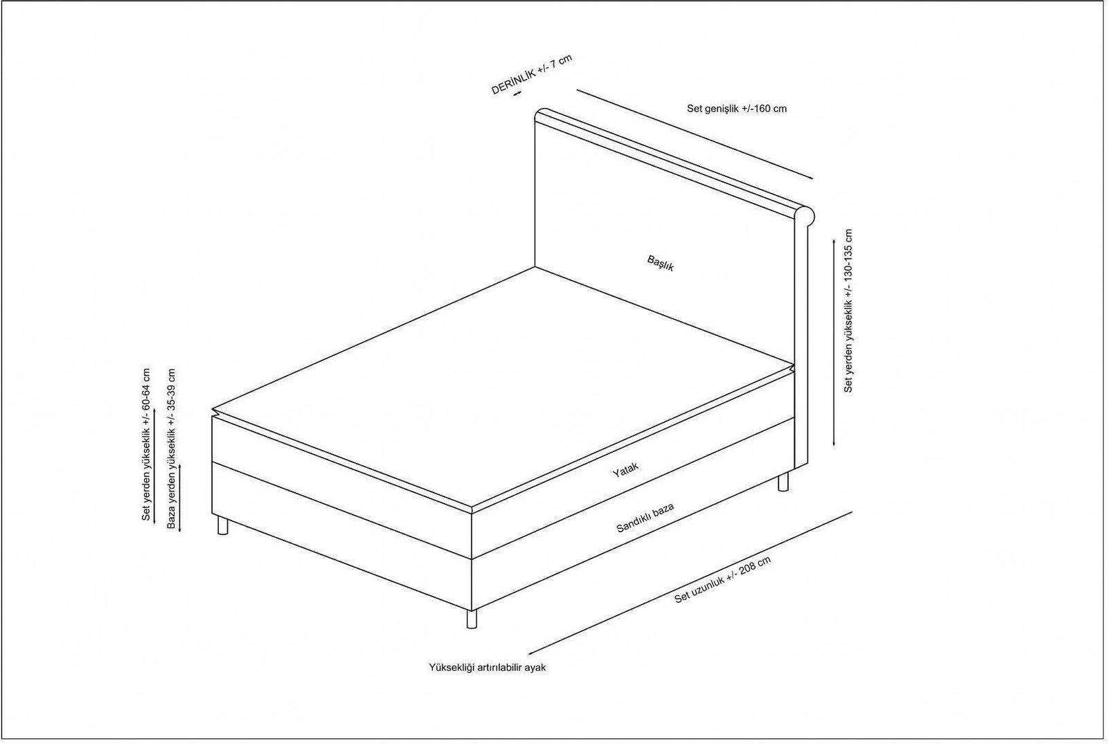 Set dyshekreku, bazë dhe shtrat, ngjyrë antracit, Skye Decor, 160x200 v2