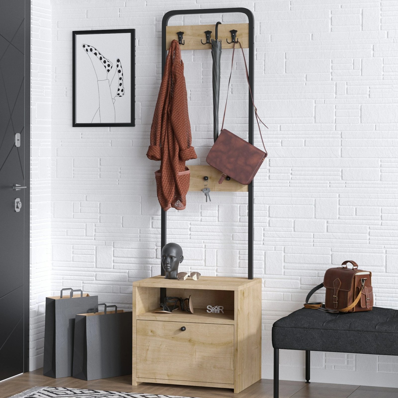 Stendë për korridor Skye Decor, Quinn, ngjyrë lisi safir