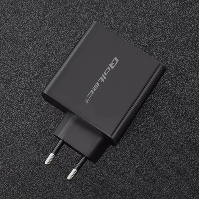 Karikues rrjeti Qoltec 51716, 63W, USB Type-C PD & USB QC 3.0, i zi