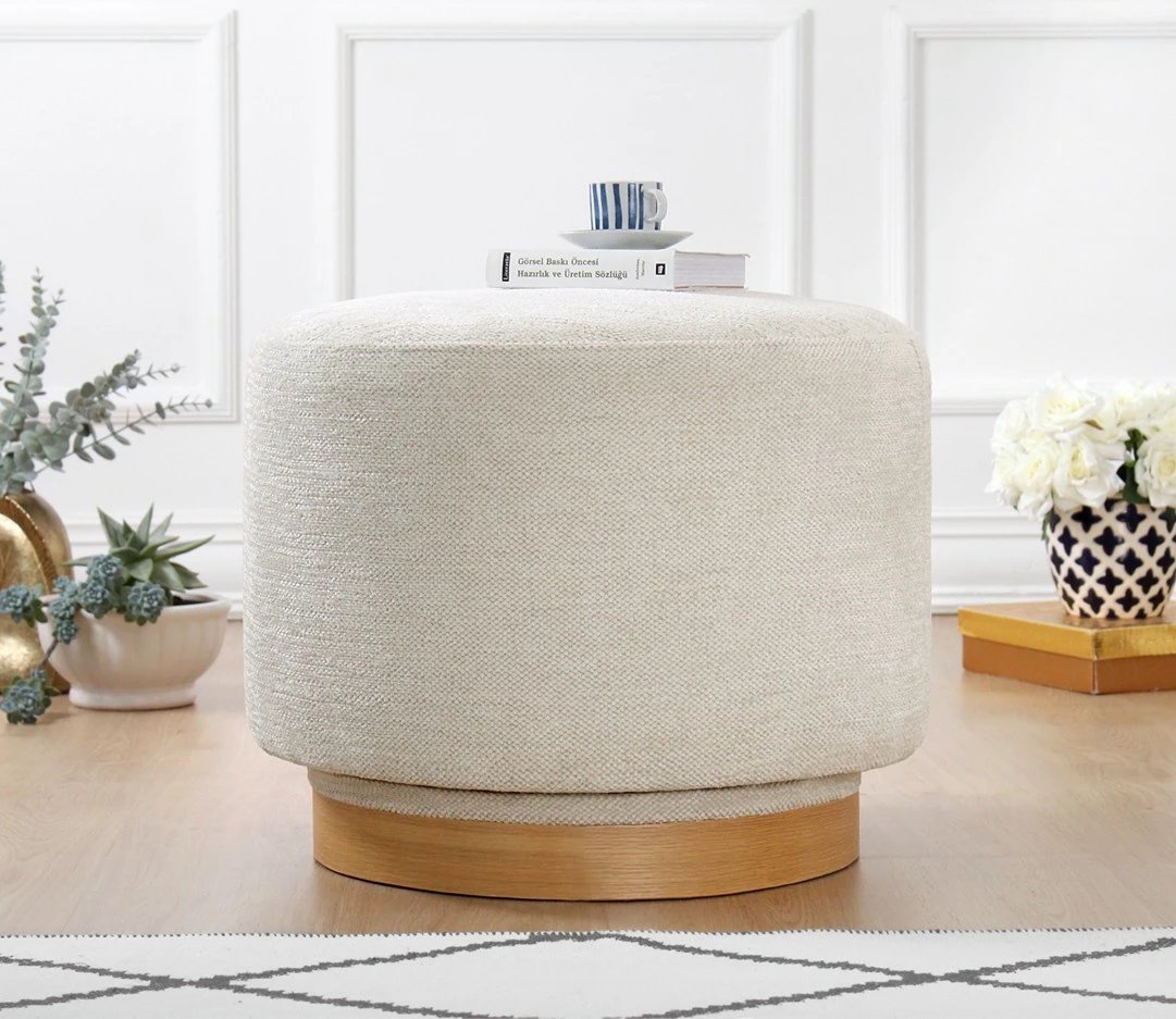 Puf Atelier del Sofa, rrotullues, krem