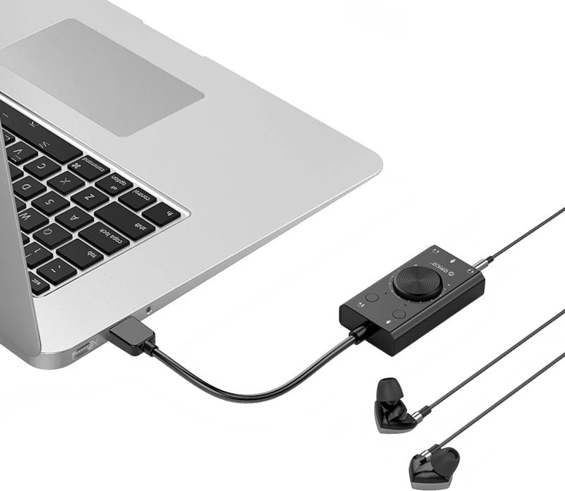 Kartë zanore e jashtme Orico SC2, USB-A, 3 porta audio, e zezë