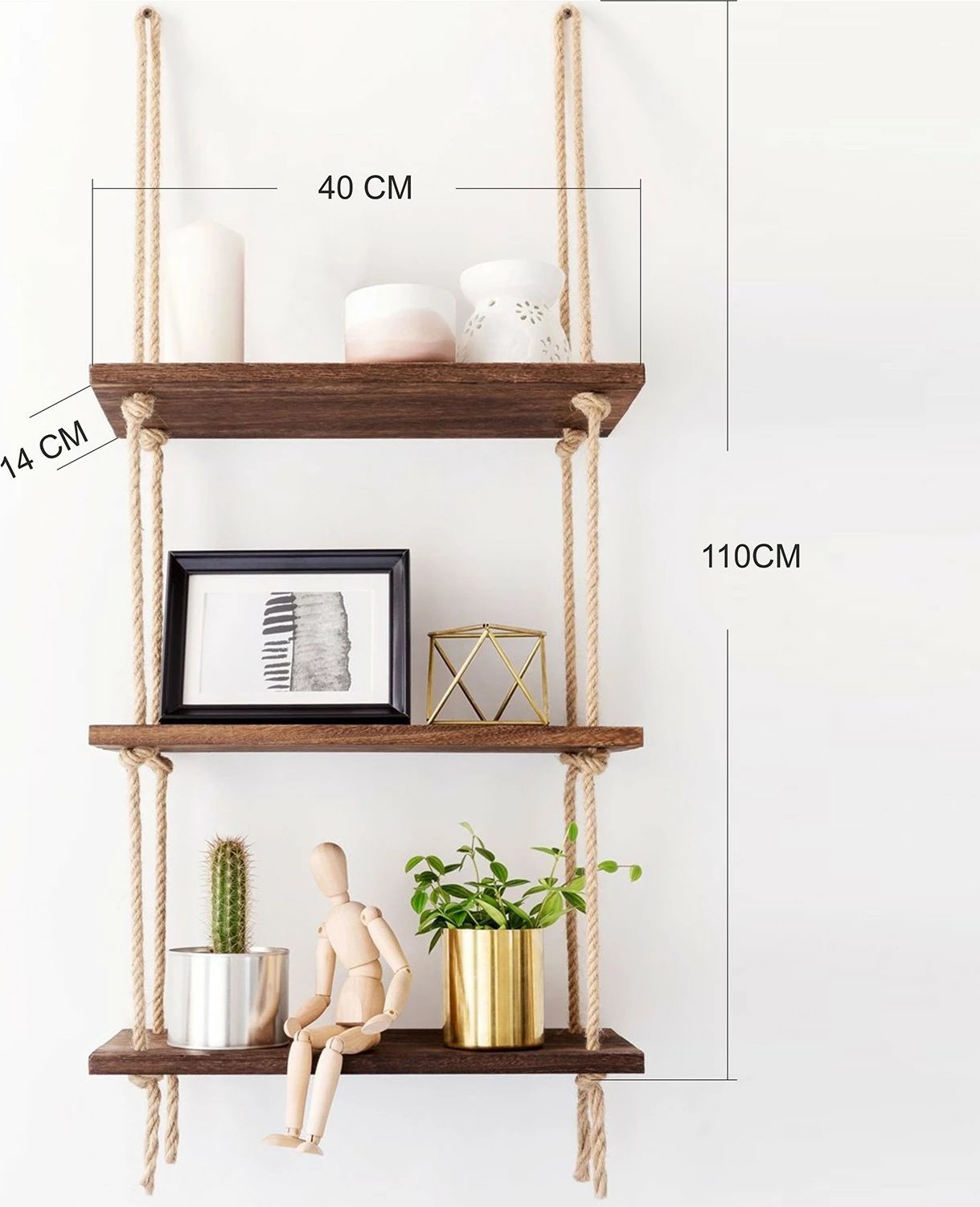 Raft muri Hanah Home, Aa041 v2, dru bredhi, ngjyrë arre, 40x110x14cm