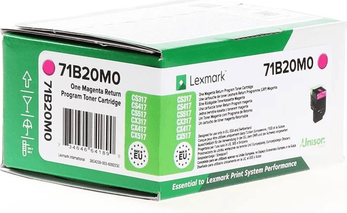 Toner, Lexmark, 71B20M0, 2300 faqe, magenta