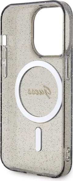 Mbështjellës Guess GUHMP14LHCMCGK për iPhone 14 Pro 6.1", Glitter Gold MagSafe, i zi Mbështjellës Guess GUHMP14LHCMCGK për iPhone 14 Pro 6.1", Glitter Gold MagSafe, i zi