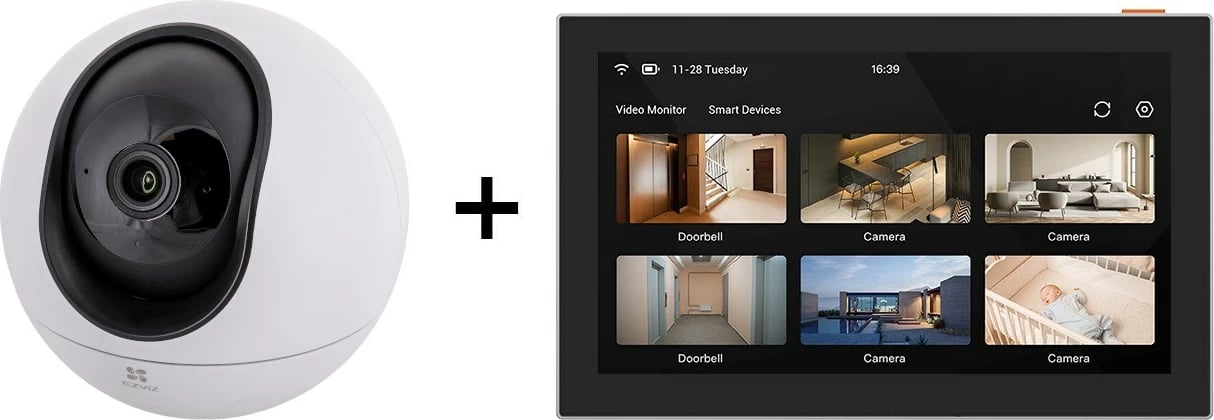 Kamerë IP Ezviz CS-H6 3K me monitor touchscreen SD7, 4mm, e bardhë