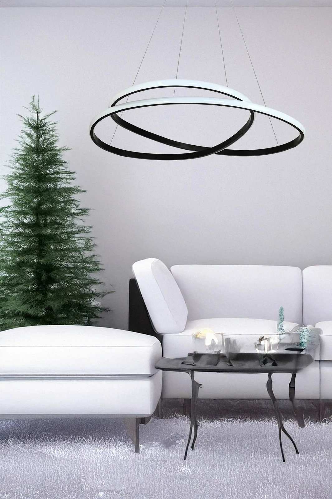 Llambë varëse Opviq Orbit, trup i zi, dritë e bardhë