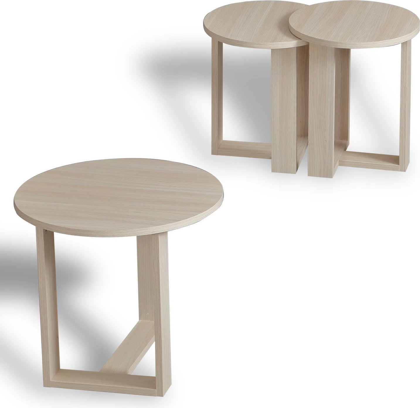 Set tavolina të mbivendosura Mira, 3 copë, ngjyrë lisi