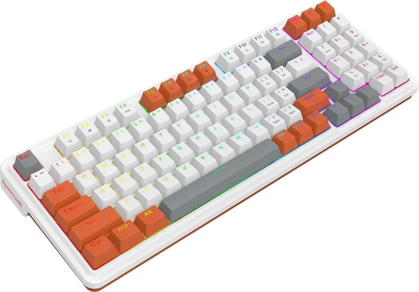Tastierë mekanike Redragon K664WOG-RGB Gloria, RGB, e bardhë/ e portokalltë