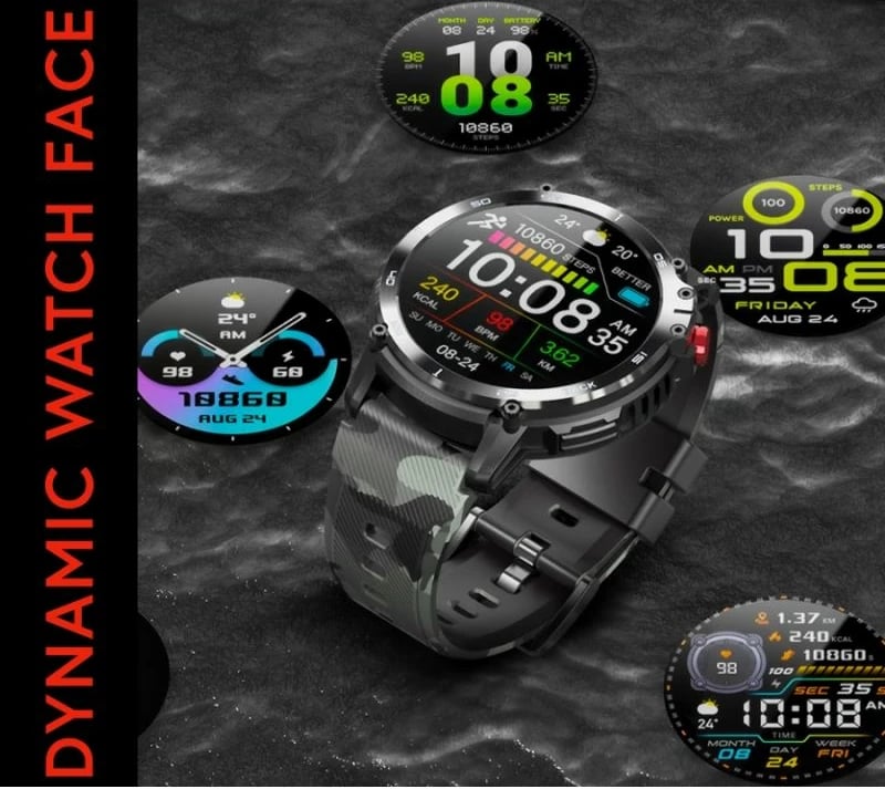 Smartwatch për meshkuj Rubicon, e zezë/camo