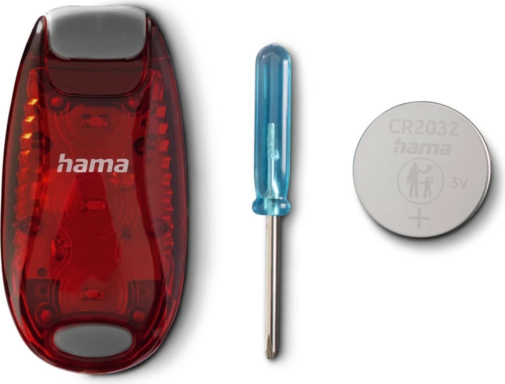 Dritë sigurie me kapëse, Hama, 228618, 3 modalitete ndriçimi, set 2 copë, e zezë/e kuqe