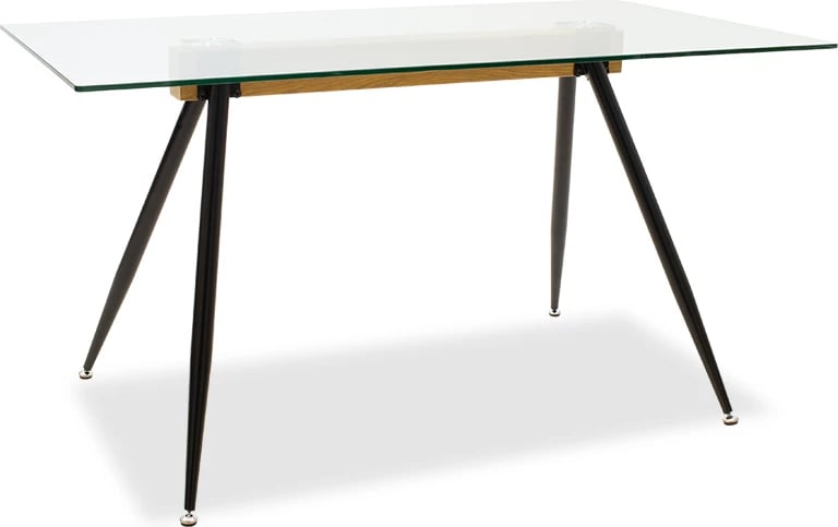 Tavolinë Astrid xham 10mm këmbë të zeza 140x80x75cm