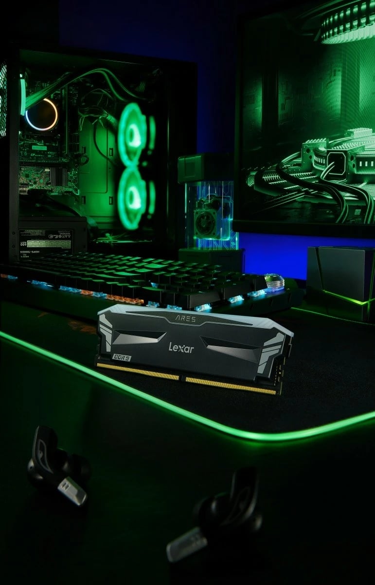 RAM Memorje Lexar ARES RGB DDR5, 32GB (2x16GB), 6800MHz, CL34, e zezë RAM Memorje Lexar ARES RGB DDR5, 32GB (2x16GB), 6800MHz, CL34, e zezë