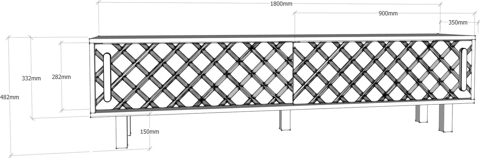 Komodë TV Skye Decor, rob-ud, e bardhë, antracit