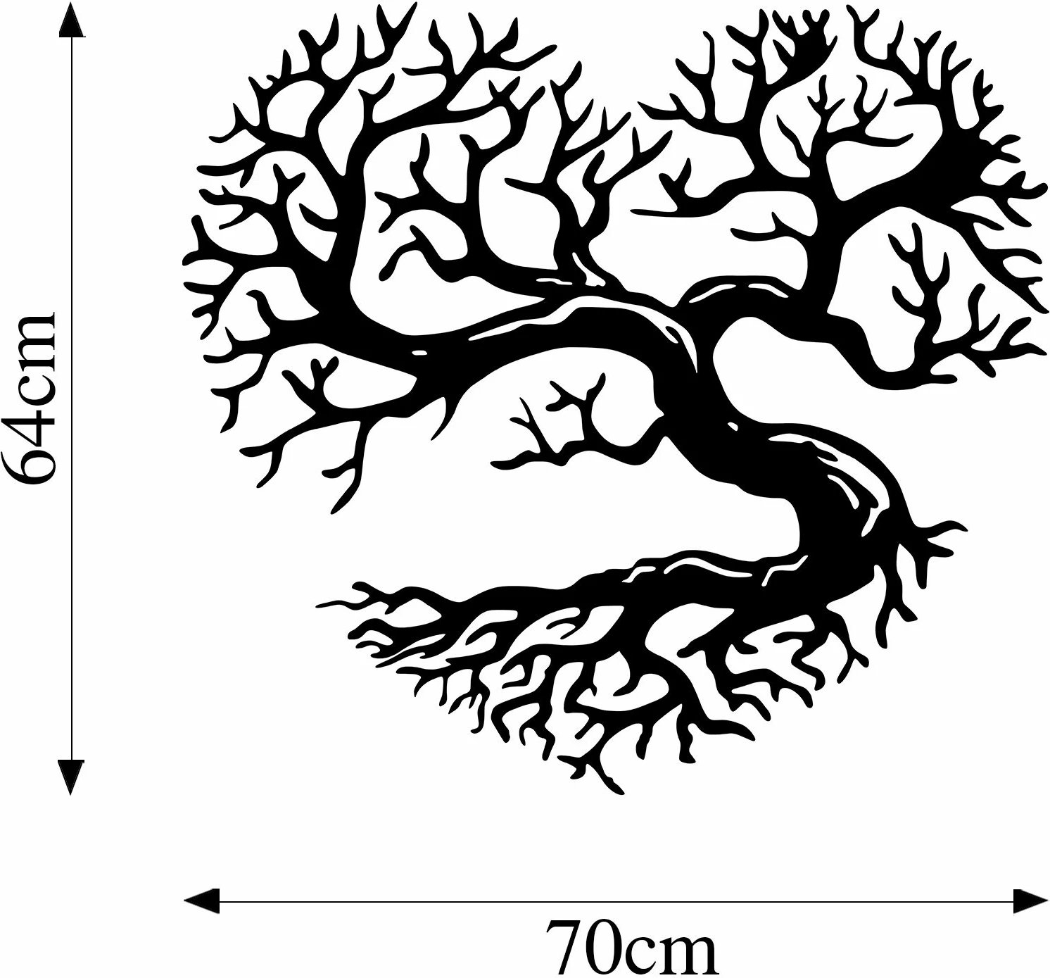 Aksesor muri dekorativ prej metali, pemë në formë zemre, Wallity, ngjyrë e zezë