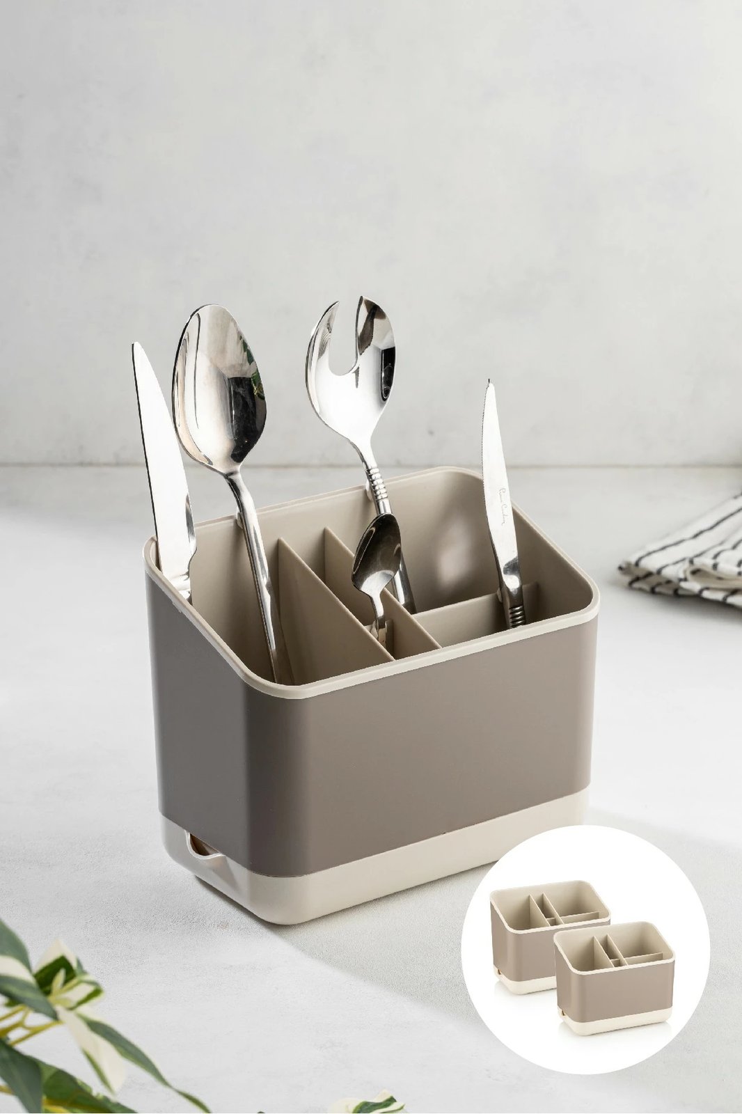 Set organizues plastik, 2 copë, ngjyrë bezhë, 16.5x10x14cm, Hermia 2LIBNM-8052