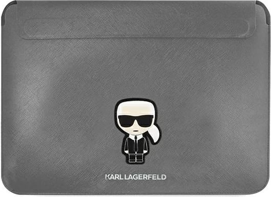 Mbështjellës laptopi Karl Lagerfeld Saffiano Ikonik Karl, 16 inç, argjendtë