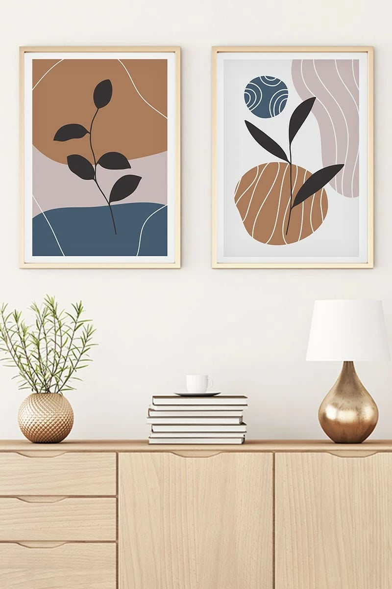 Pikturë dekorative me kornizë, MDF, shumëngjyrëshe, set prej 2 copash, Wallity, Huhu40, 30x40cm