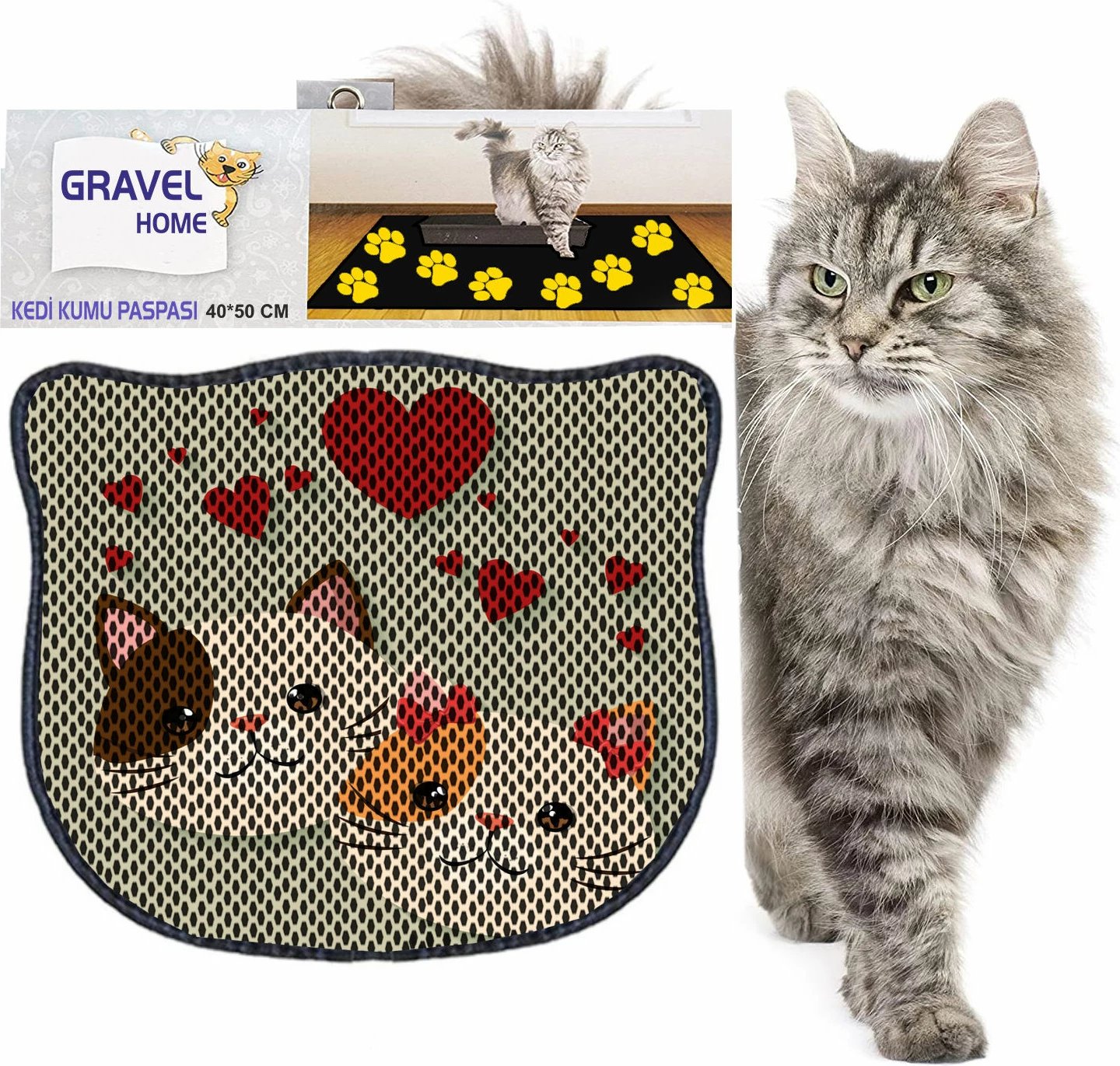 Tapet për rërë mace, shumëngjyrësh, Paws & Whiskers, Kdkafa0087, 40x50cm