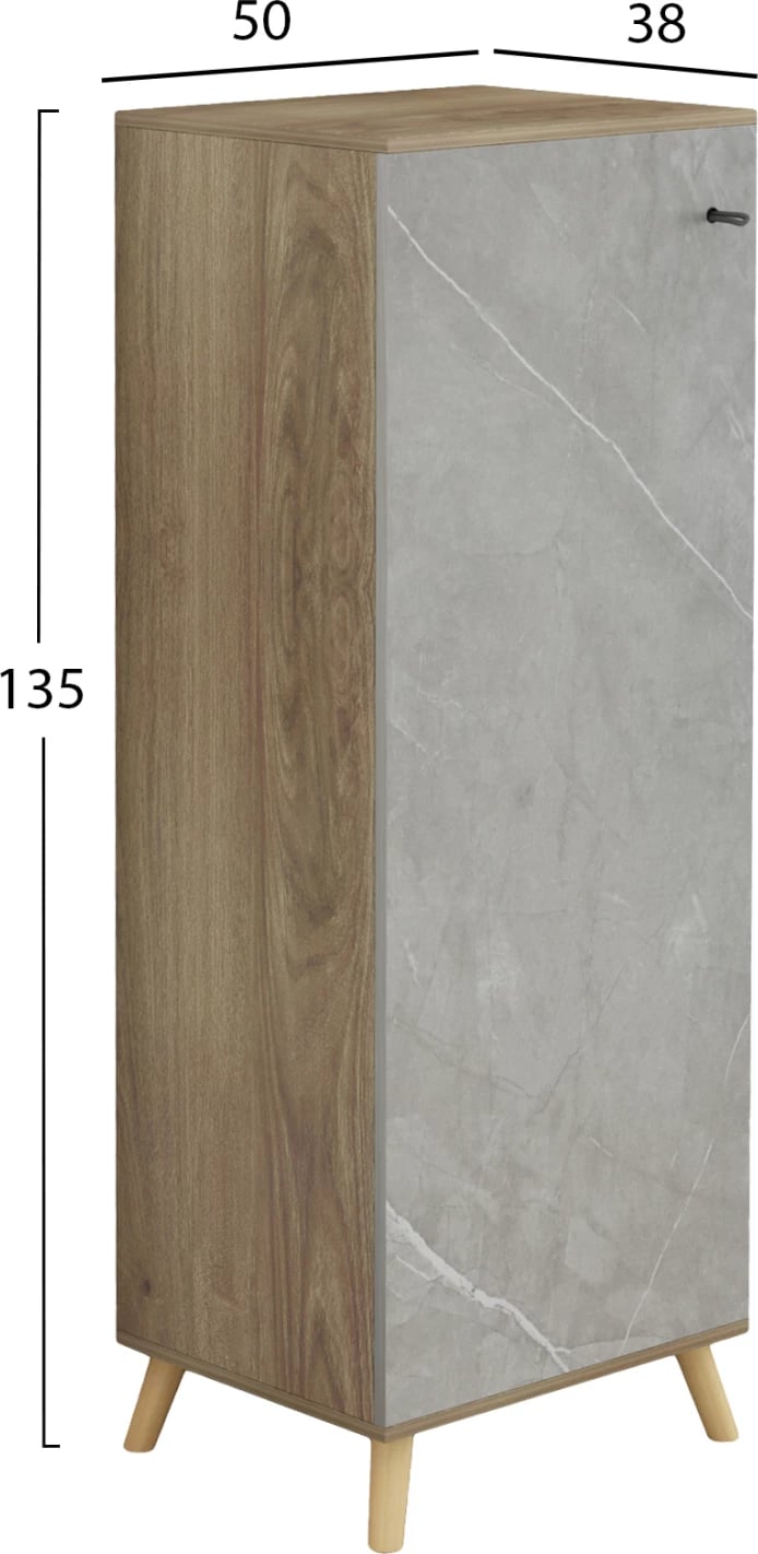 Dollap këpucësh ALVARO FH8954.11 melaminë, teksturë guri, 50x38x135 cm