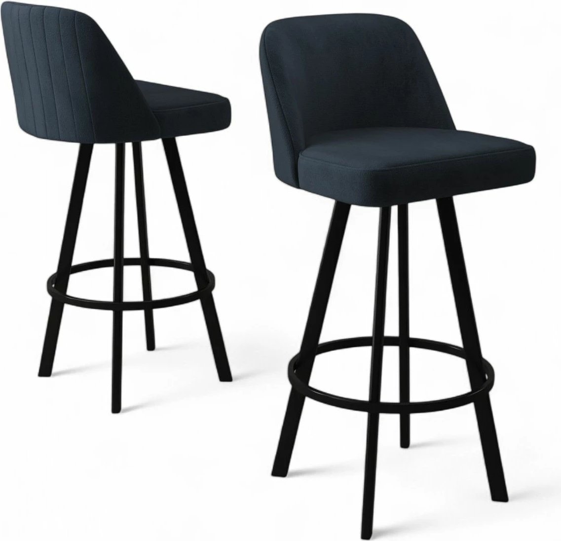 Set karrigesh për bar (4 copë), Hanah Home, Atex, antracit, e zezë